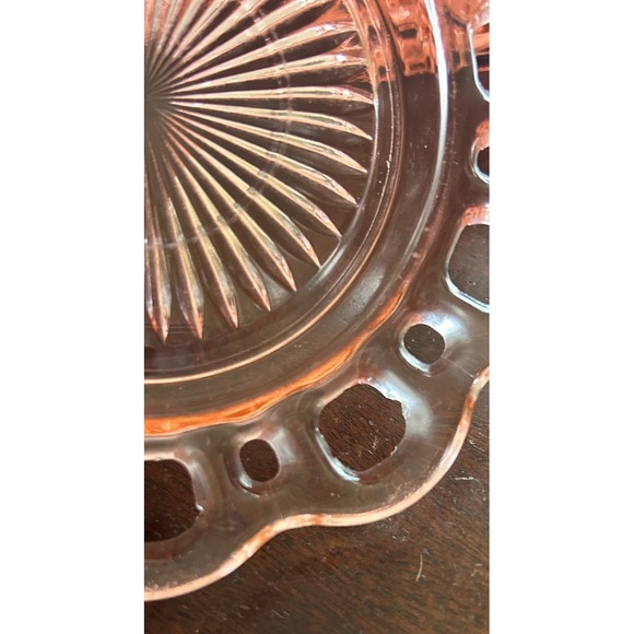 Set 3 Vintage 6" Pink Depression Dessert Bread Plate Old Colony Lace Open Edge - Picture 8 of 11